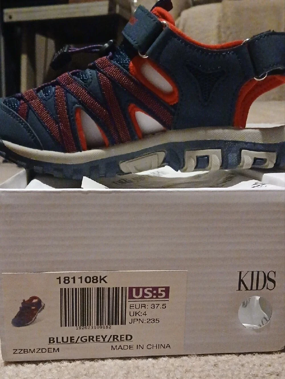 Dream Pairs Navy and Red Kids Outdoor Sandal